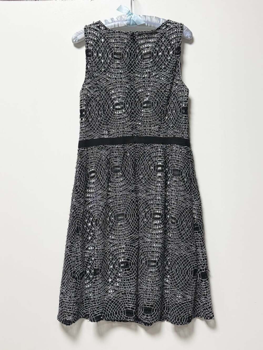 Chico's Dress Size 1 Size 1 Black White Lace Sheath Cocktail Sleeveless Whimsigo